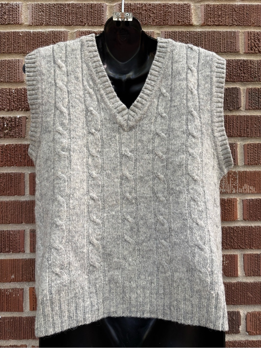 Sears Men's Sportswear gray Cable Knit Sweater Vest Wool Blend VTG 80s Grandpa